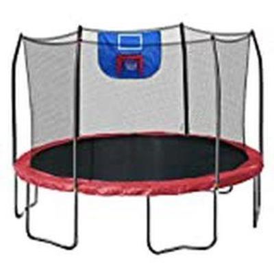 Skywalker Trampolines Jump N' Dunk Trampoline with Safety Enclosure and Basketball Hoop, Red, 12-Feet