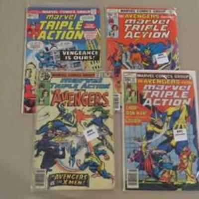 Comic Book Lot of 4 Marvel Triple Action - Avengers