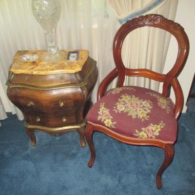 Small Bombay Chest~ Victorian Transitional Tapestry Seat Chair  