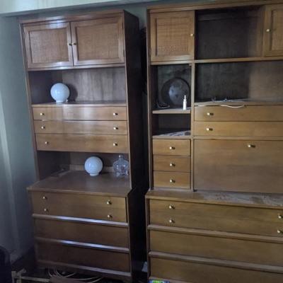 mid century Plycraft style wood cabinets 
40