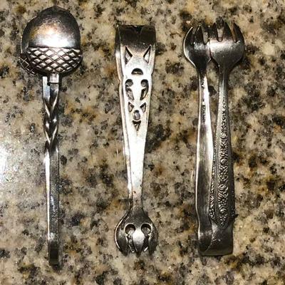 STERLING -As grouped - Three tongs