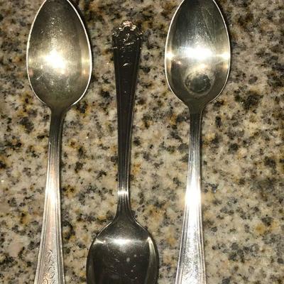 STERLING -As grouped - Three teaspoons - matching - monogrammed pieces
