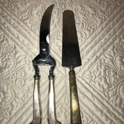 STERLING -As grouped  - Lobster shears  & serving spatula

