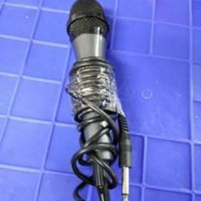 grey microphone with cord