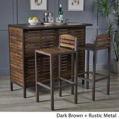 Leni 3-Piece Acacia Wood Bar Set by Christopher Knight Home Retail $497.99
