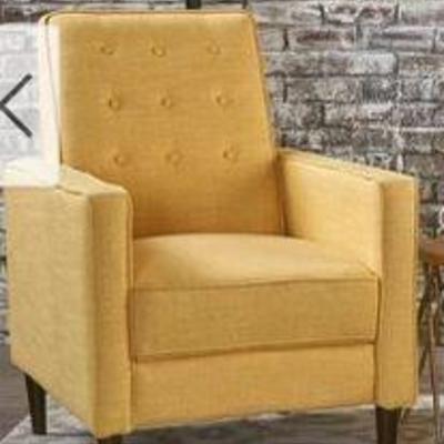 Strick & Bolton Simone Mid-Century Recliner Club Chair Muted Yellow