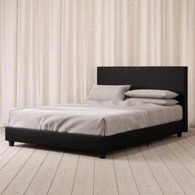 Mainstays Upholstered Bed, Full Bed Frame, Black Faux Leather
