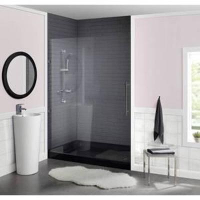 Swiss Madison Voltaire 60 in. x 36 in. Acrylic Single-Threshold Right Drain Shower Base in Black, Glossy