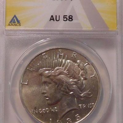 1935 Peace Silver Dollar - AU58