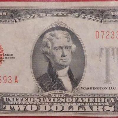 1928 F Red Seal $2 Note - Large Two