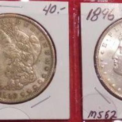 1884-D - 1890 - 1896 and 1898-O Morgan Silver Dollars