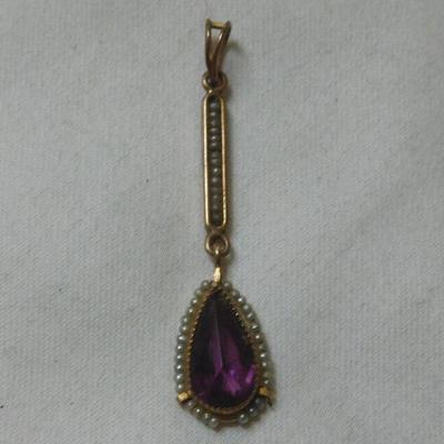 10 k Amethyst and Pearl Pendant