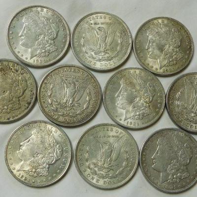 10 1921 Morgan Dollars