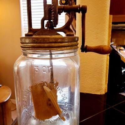 antique 3 qt butter churn