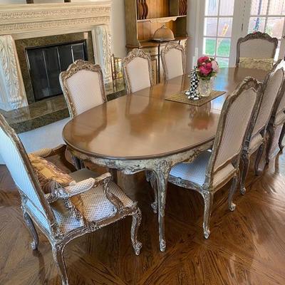 Baker dining room table with 8 chairs