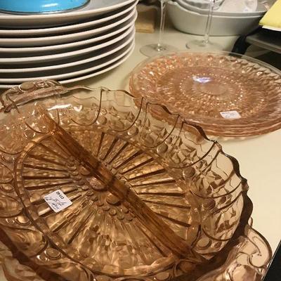Pink Depression Glass Service pieces