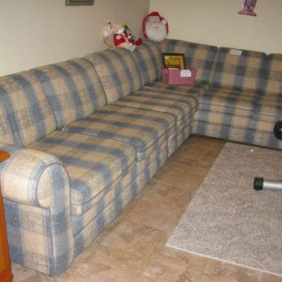 Simmons blue plaid sectional   BUY IT NOW $ 285.00
