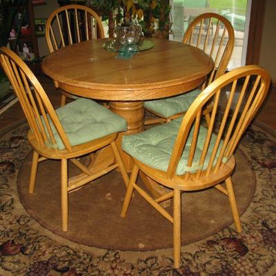 Qak table and 4 chairs with 1 leaf   BUY IT NOW $ 185.00