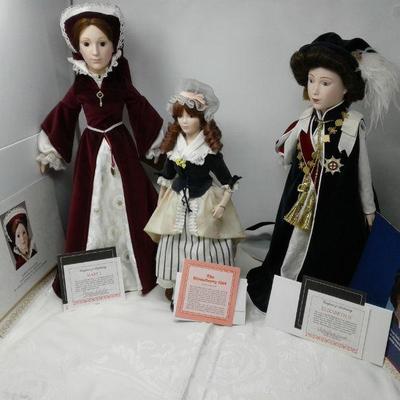 Franklin Heirloom Dolls, Mary, Strawberry Girl, Elizabeth Queen