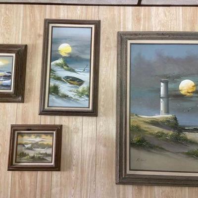 4 Seashore Oil Paintings