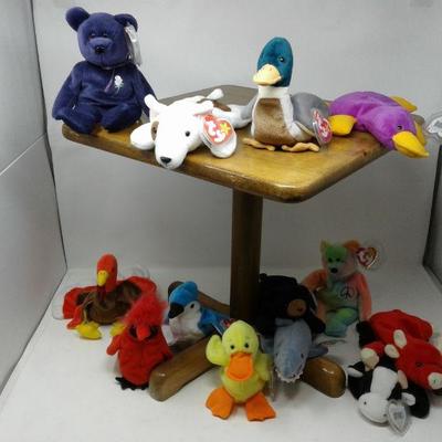 A Few Top Rare Collectible Beanie Babies and Darling Wood Table