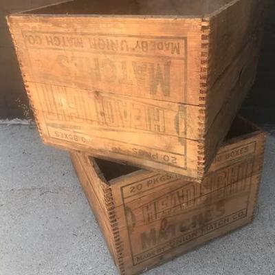 Vintage Headlight Matches Wood Crates