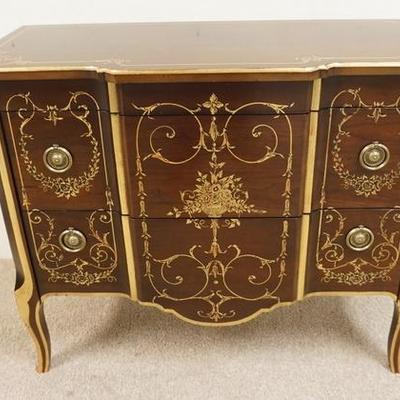 1060	JOHN WIDDICOMB PAINT DECORATED 2 DRAWER CHEST-BRASS TRIMMED CORNERS, STYLE 57139, FINISH 531A REGENCY, 38 IN WIDE X 32 1/4 IN HIGH X...