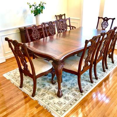 Mahogany Dining Table Come with 10 Chair
