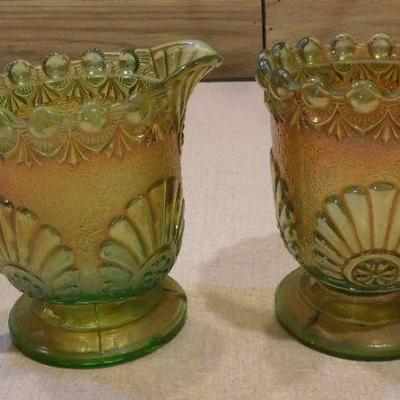 Westmoreland Shell Pattern Sugar & Creamer - Carnival Glass