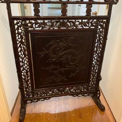 Chinese fireplace screen- hand wood carved