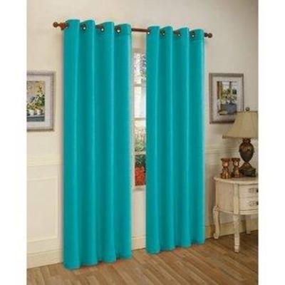 Mira Faux Silk Panel With 8 Grommets, Teal, 58x84 Inches