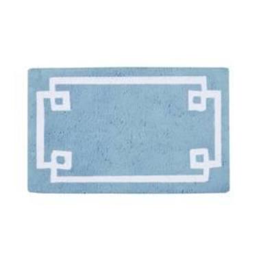24x40 Geometric Cotton Tufted Bath Rug Blue