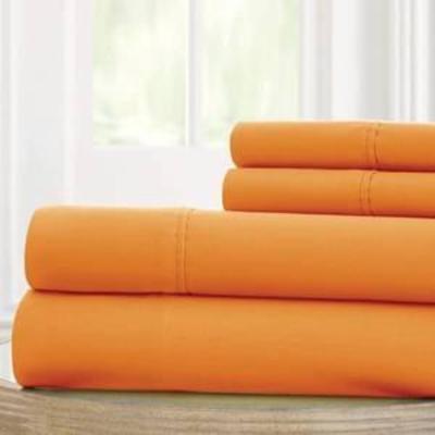 Pacific Coast Textiles Bright Solid Microfiber Polyester Sheet Set, Orange, King