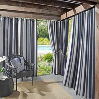 Sun Zero Valencia Cabana Stripe IndoorOutdoor UV Protectant Curtain Panel
