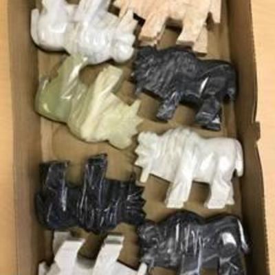 8 carved onyx buffalo figurines