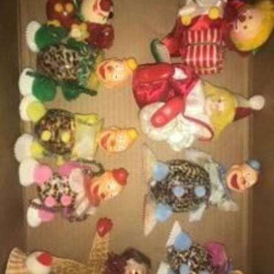 9 clown figurines