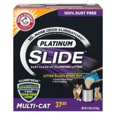 Arm & Hammer Platinum SLIDE Easy Clean-Up Clumping Cat Litter, Multi-Cat, 37 lbs