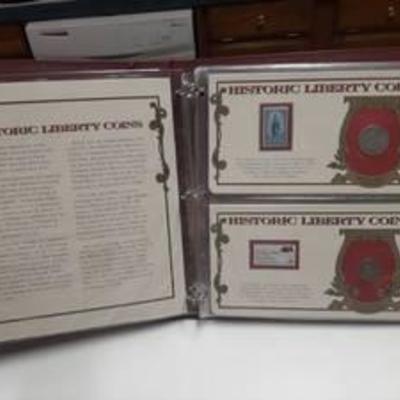 Book of Historic Liberty Coins and Stamps - Very Nice Assortment of Coins