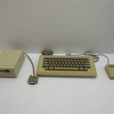Vintage Apple Keyboard, Mouse, and External Floppy Drive
