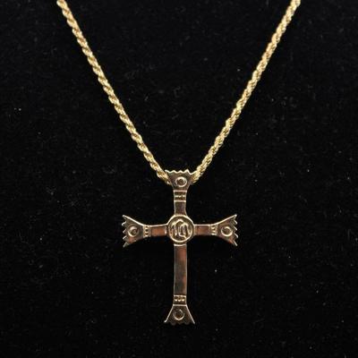 14K IHS Cross and Chain