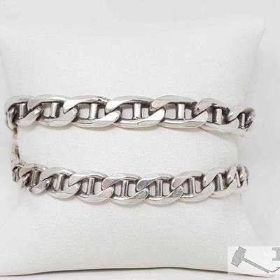 546	

2 Sterling Silver Bracelets- 49.3g
Weighs Approx 49.3g, Measures Approx 8