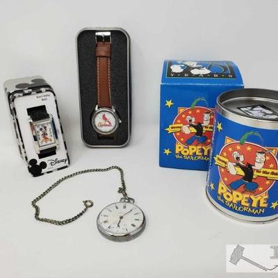 574	

Disney Watch, Pocket Watch, Popeye Watch, MLB Game Time Watch- With COA
Disney Watch, Pocket Watch, Popeye Watch, MLB Game Time...