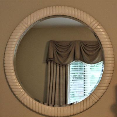 Round White Wood Mirror