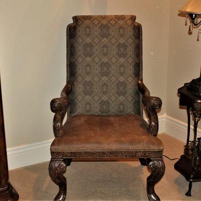 Two Canterbury Upholstered Leather Arm Chairs/Thomasville