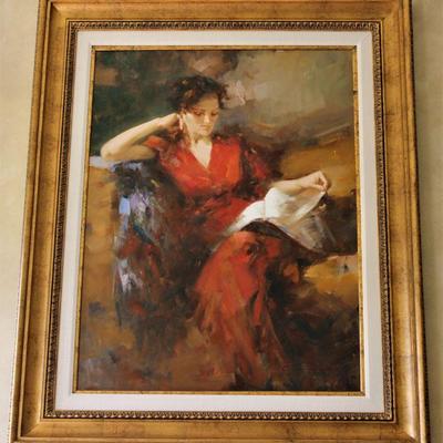 Lady In Red Oil Painting