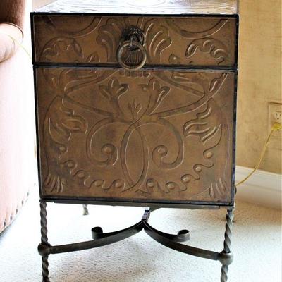Square Wooden Metal Chest w/ Metal Bottom from First Place Gold Box Table 