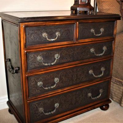 Theo Chest 5 Drawers Wood/Metal Engraved/Cook Builders 
