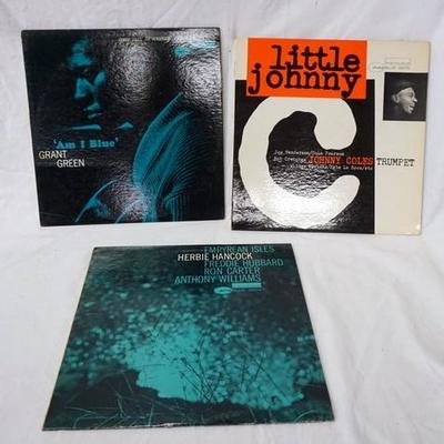 1081	LOT OF THREE JAZZ RECORDS ON BLUE NOTE; GRANT GREEN I AM BLUE, JOHNNY COLES LITTLE JOHNNY & HERBIE HANCOCK EMPYREAN ISLES
