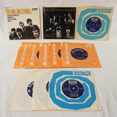 1182	LOT OF NINE BRITTISH THE ROLLING STONES 45S & TWO E.PS; GOT LIVE IF YOU WANT IT & THE ROLLING STONES 
