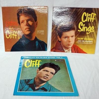 1105	LOT OF THREE CLIFF RICHARDS ALBUMS; LISTEN TO CLIFF! CLIFF SINGS & THE CLIFF RICHARDS STORY VOL. 1 
